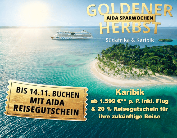 Mehr über den Artikel erfahren AIDA Reisegutschein in Höhe von 20%!
