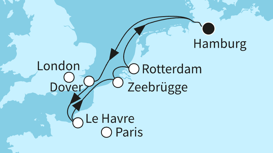 Mein Schiff 2 - Westeuropas Vielfalt - ab:bis Hamburg